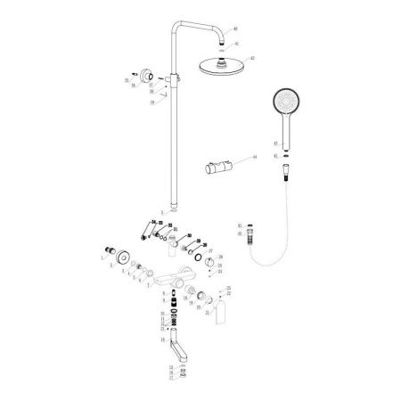 Душевая стойка Fmark FS8845Q настенная цвет серый