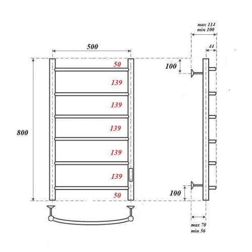 Полотенцесушитель Point Афина PN04858W электрический белый - фото 2
