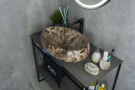 Раковина керамическая Gid Lago 54409 60х40 накладная цвет многоцветный без отверстий под смеситель