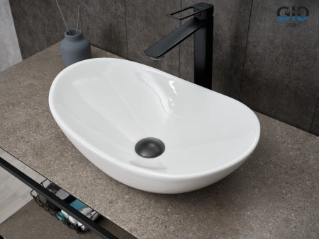 Раковина керамическая Gid Lago 51201 50х30 накладная цвет белый без отверстий под смеситель