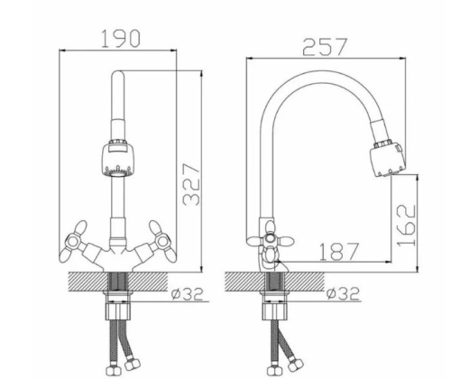 Смеситель для кухни D-Lin D153810-6T на мойку хром/синий - фото 2