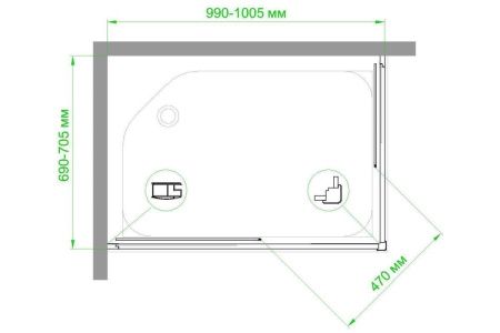 Душевой уголок Royal Bath HPD RB7100HPD-T-ST 100х70 стекло прозрачное профиль сатин без поддона