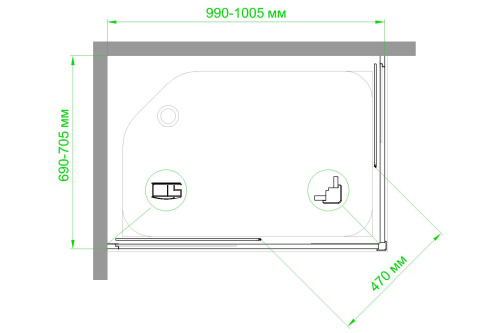 Душевой уголок Royal Bath HPD RB7100HPD-C-CH 100х70 стекло матовое профиль хром без поддона - фото 5 Душевой уголок Royal Bath HPD RB7100HPD-C-CH 100х70 стекло матовое профиль хром без поддона - фото 5