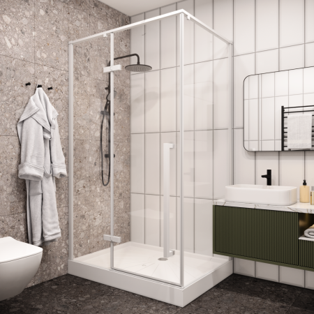 Душевой уголок Cerutti SPA C1AW 120х90 стекло прозрачное профиль белый без поддона