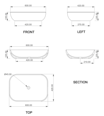 Раковина керамическая GSG Ceramic Design Easy EALAVRE60034 60х40 накладная цвет бежевый без отверстий под смеситель