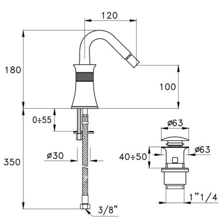 Смеситель Stella 130 CT 00302 CR00 на биде хром