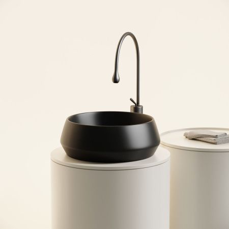 Раковина из сантехнического фарфора Ceramica Nova MAYA CN12004MB 40х40 накладная цвет черный без отверстий под смеситель