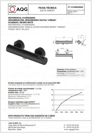 Смеситель AQG Urban 01URB324NG настенный черный
