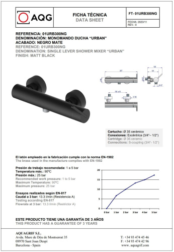 Смеситель AQG Urban 01URB300NG настенный черный матовый - фото 2