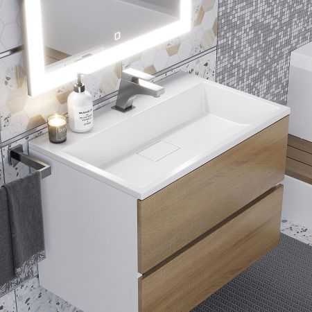 Тумба под раковину Uperwood Barsa 2930205156 70х50 подвесная цвет коричневый/белый