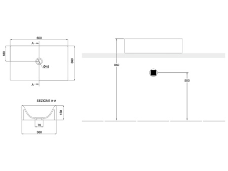 Раковина из санфаянса Scarabeo Skinny 5414 60х36 накладная цвет белый глянцевый