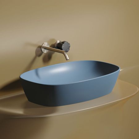 Раковина из сантехнического фарфора Ceramica Nova ELEMENT CN6049ML 60х40 накладная цвет синий без отверстий под смеситель