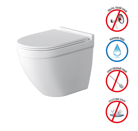 Унитаз подвесной Grossman Торнадо GR-4483SQ белый глянцевый с сиденьем микролифт безободковый смыв торнадо