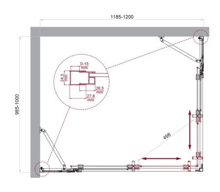 Душевой уголок BelBagno LUCE LUCE-AH-22-120/100-P-Cr 120х100 стекло рифленое профиль хром без поддона