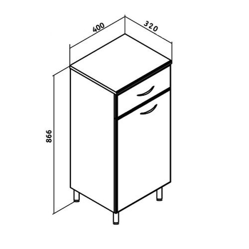 Шкаф-пенал RUNO ЭКОНОМ 00000000118 40х32х87 напольный цвет белый - фото 3