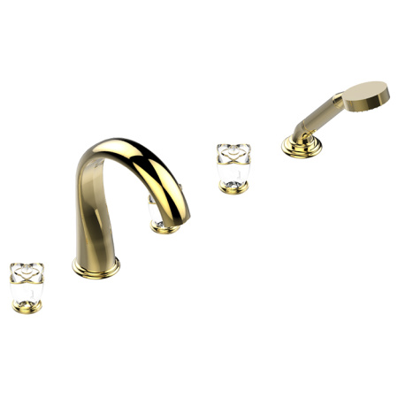 Смеситель THG Ptale de Cristal clair liser dor U6E-F01-1132SG на борт ванны золото