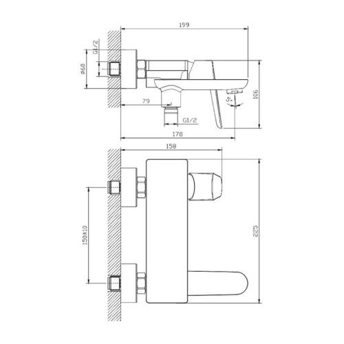 Смеситель для ванны и душа Raglo R31 R31.30 настенный хром - фото 2