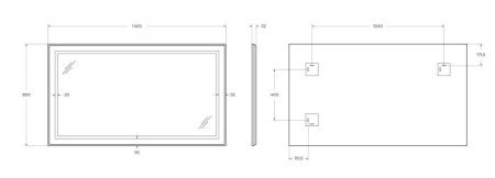 Зеркало с подсветкой BelBagno Kraft SPC-KRAFT-1400-800-SENS-NERO 140х80 подвесное