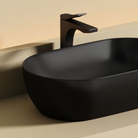 Раковина из сантехнического фарфора Ceramica Nova TWIST CN12001MB 50х30 накладная цвет черный