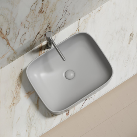 Раковина из сантехнического фарфора Ceramica Nova ELEMENT CN6052MSG 51х38 накладная цвет серый матовый без отверстий под смеситель