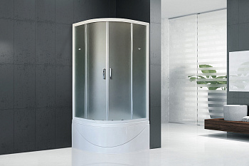 Душевой уголок Royal Bath BK RB100BK-C 100х100 стекло матовое профиль белый с поддоном