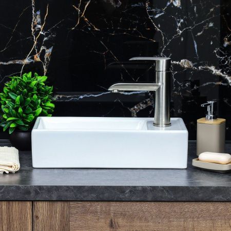 Раковина из сантехнического фарфора Melana 320351-805 40х20 накладная цвет белый 1 отверстие под смеситель