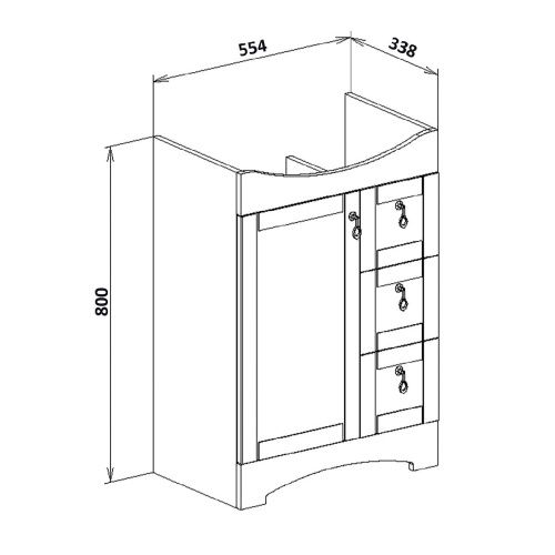 Тумба под раковину Runo МЕРИДА 00-00000823 60х30 напольная цвет белый - фото 5
