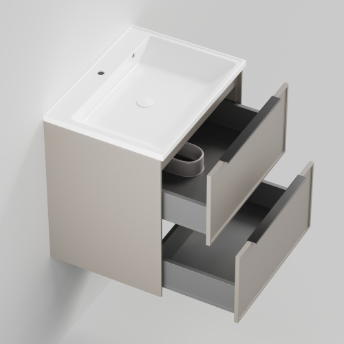 Тумба с раковиной La Fenice SIMPLA TWIN NFNC-01-SIM-C-100-2-3-100 101х63х47 подвесная цвет бежевый - фото 2