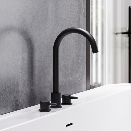 Смеситель Damixa Scandinavian Pure 360200300 на раковину/на столешницу черный без термостата - фото 4