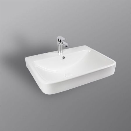 Раковина из сантехнического фарфора Bond Cube S10-600 60х50 встраиваемая цвет белый 1 отверстие под смеситель