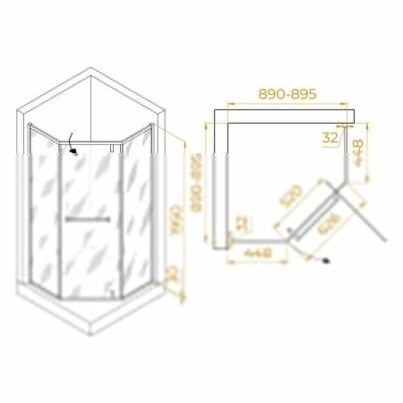 Душевой уголок RGW Hotel 350608499-14 90х90 стекло прозрачное профиль черный без поддона