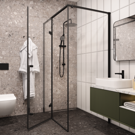 Душевой уголок Cerutti SPA C1A 120х90 стекло прозрачное профиль черный без поддона