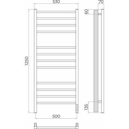 Полотенцесушитель электрический Terminus 4670078544414 55х125 хром