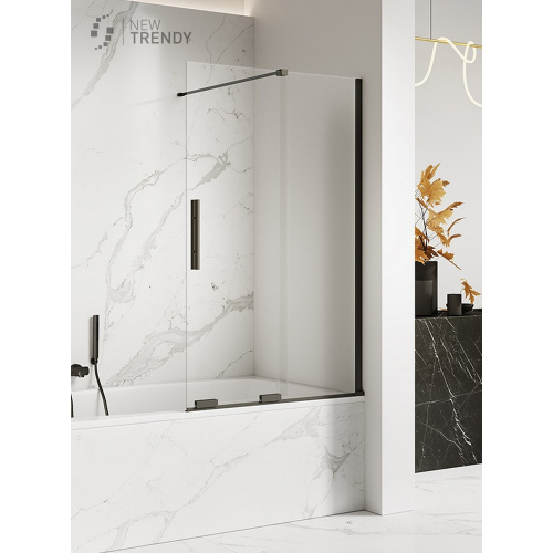Душевая шторка на ванну New Trendy Smart Black EXK-4199 90х150 стекло прозрачное профиль черный ориентация универсальная - фото 2