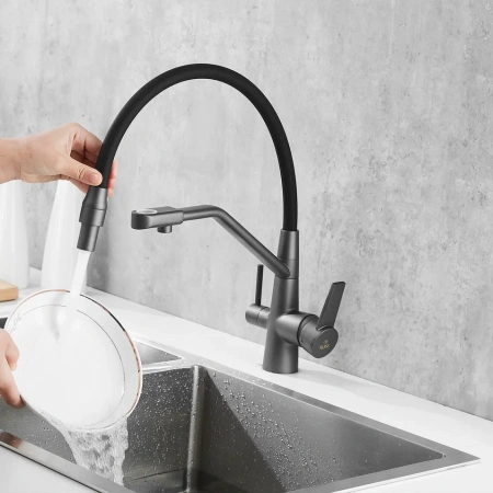 Смеситель для кухни Rose R558Y на мойку оружейная сталь