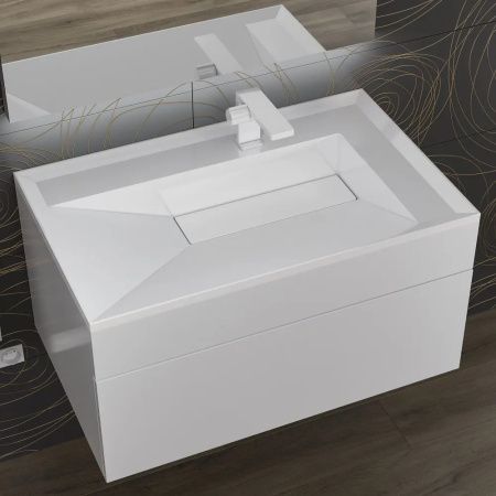 Раковина из искусственного камня Uperwood Lotus 35490000000 80х50 полувстраиваемая цвет белый