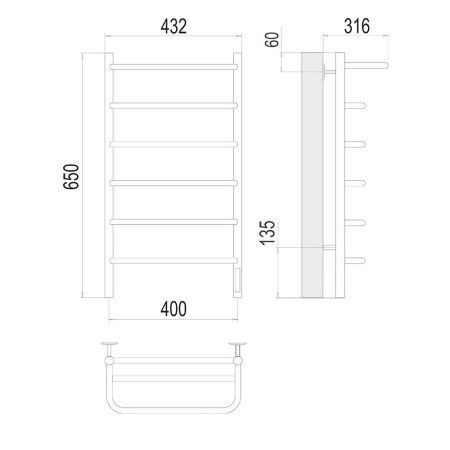 Полотенцесушитель электрический Terminus 4670078531421 45х65 хром
