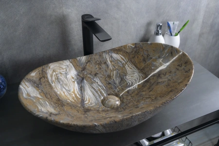 Раковина керамическая Gid Lago 54477 60х40 накладная цвет многоцветный без отверстий под смеситель