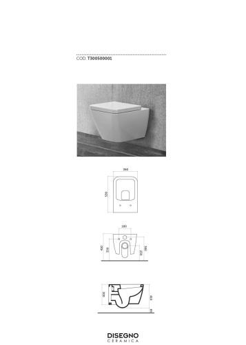 Унитаз Disegno Ceramica Touch3 T3005SET01 подвесной - фото 2