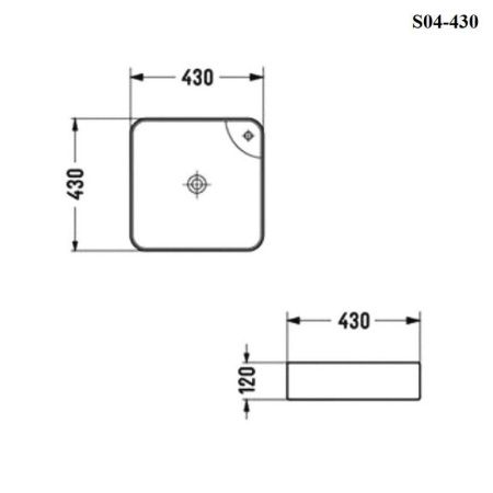Раковина из сантехнического фарфора Bond Cube S04-430 40х40 накладная цвет белый 1 отверстие под смеситель
