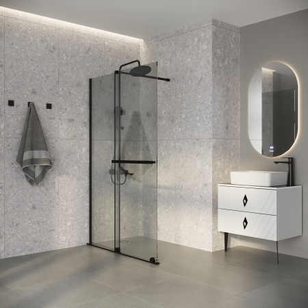 Душевая перегородка Niagara Nova NG-671-90BLACK 90х200 стекло прозрачное профиль черный матовый