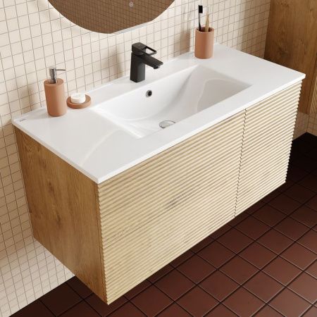 Тумба с раковиной Iddis Bild BIL10V0i95K 100х50 подвесная цвет коричневый