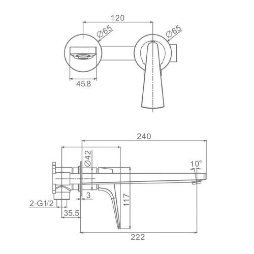 Смеситель Raglo R07 R07.11.33 встраиваемый в стену матовая медь - фото 2
