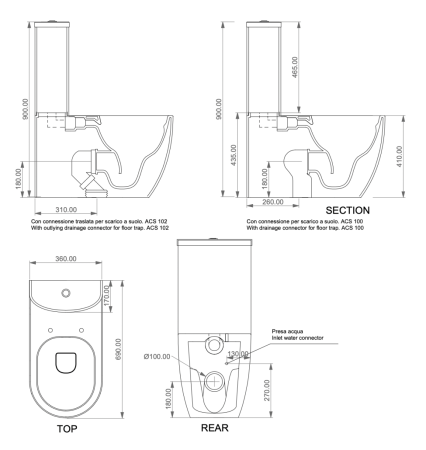 Чаша унитаза напольная GSG Ceramic Design Like LKMBL000P цвет белый без бачка без сиденья безободковая смыв торнадо