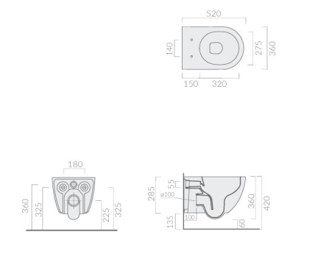 Чаша унитаза подвесная Galassia Dream 7334SA цвет бежевый матовый без сиденья безободковая каскадный смыв