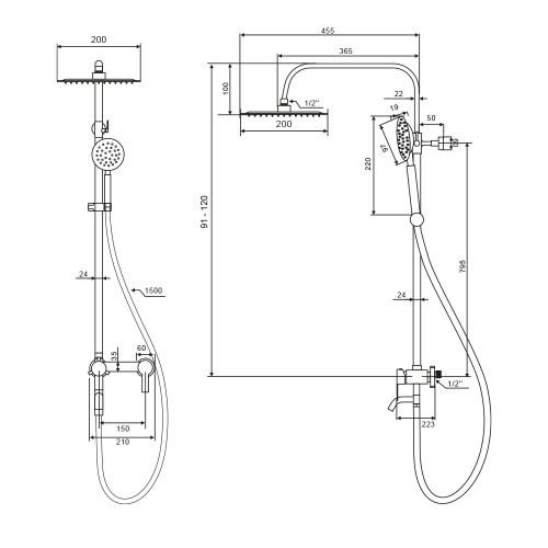 Душевая стойка WesnaArt Eko EKO05-314 настенная цвет сатин - фото 2