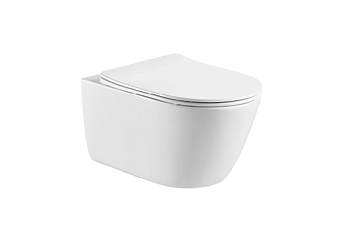 Унитаз подвесной Aquatek ОБЕРОН AQ1363W-00 белый с сиденьем микролифт безободковый каскадный смыв