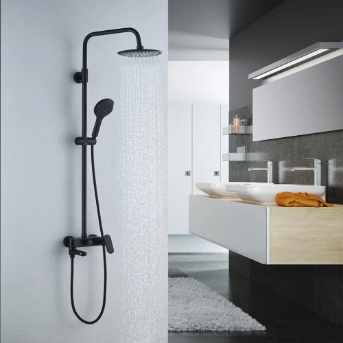 Душевая стойка Shevanik S8736H настенная цвет черный - фото 4