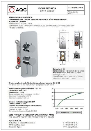 Душевая система AQG Urban Flow 19URFER23702 встраиваемая в стену цвет хром