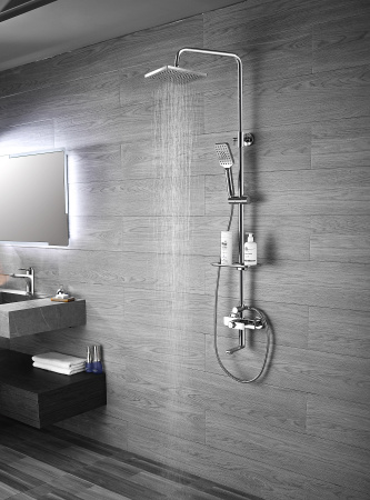 Душевая стойка Rossinka RS50 RS50-46 настенная с термостатом